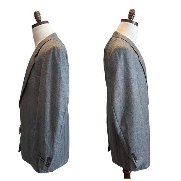 Hickey Freeman Suit Jacket Blazer Gray Size 48R Boardroom Herringbone Wool NWT - Picture 3 of 14